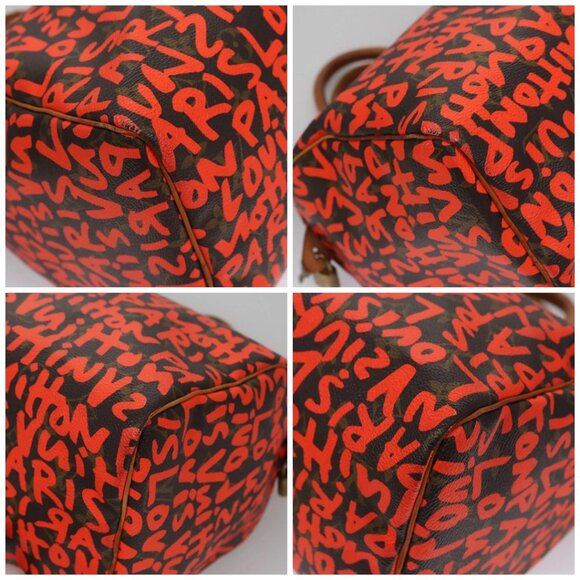 LOUIS VUITTON Monogram Graffiti Speedy 30 Hand Bag Orange M93705 LV Auth 114571A - Picture 14 of 16